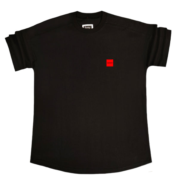 Ανδρική κοντομάνικη μπλούζα Henry clothing - 3-424 - oversized fit red line tee μαύρο