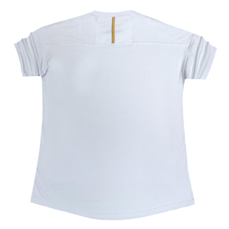 Ανδρική κοντομάνικη μπλούζα Henry clothing - 3-424 - oversized gold line tee λευκό