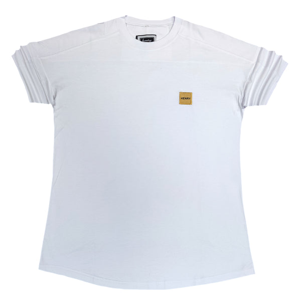Ανδρική κοντομάνικη μπλούζα Henry clothing - 3-424 - oversized gold line tee λευκό