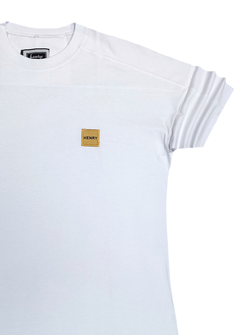 Ανδρική κοντομάνικη μπλούζα Henry clothing - 3-424 - oversized gold line tee λευκό