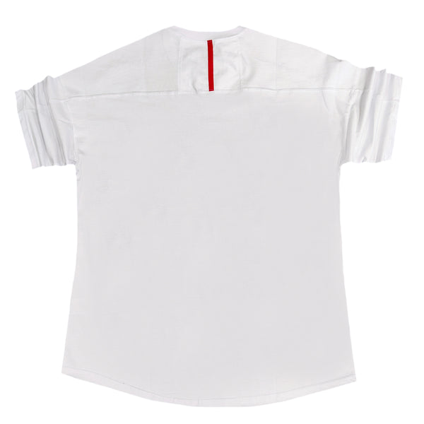 Ανδρική κοντομάνικη μπλούζα Henry clothing - 3-424 - red line OVERSIZED fit λευκό