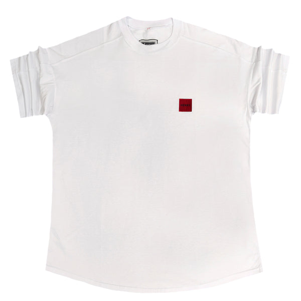 Henry clothing - 3-424 - red line tee OVERSIZED red logo - white