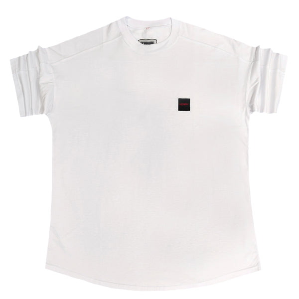 Ανδρική κοντομάνικη μπλούζα Henry clothing - 3-424 - red line OVERSIZED fit λευκό