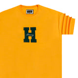 Henry clothing - 3-425 - green h logo tee - yellow