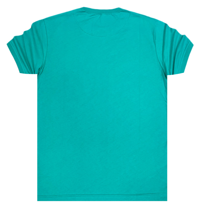 Ανδρική κοντομάνικη μπλούζα Henry clothing - 3-428 - premium logo γαλαζοπράσινο