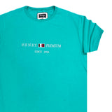 Ανδρική κοντομάνικη μπλούζα Henry clothing - 3-428 - premium logo γαλαζοπράσινο