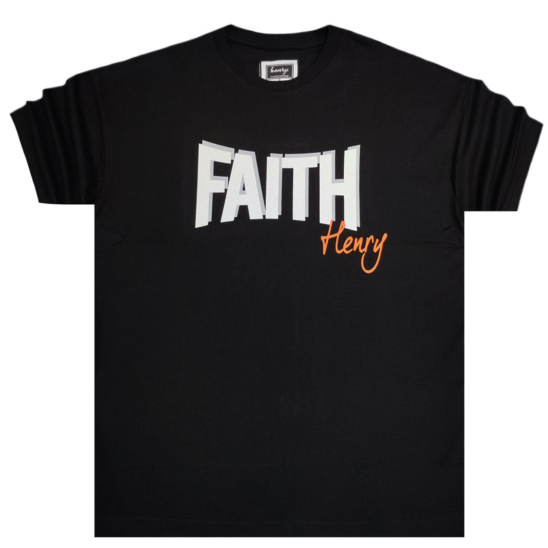 Ανδρική κοντομάνικη μπλούζα Henry clothing - 3-432 - faith logo μαύρο