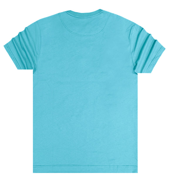 Ανδρική κοντομάνικη μπλούζα Henry clothing - 3-438 - white emblem γαλάζιο
