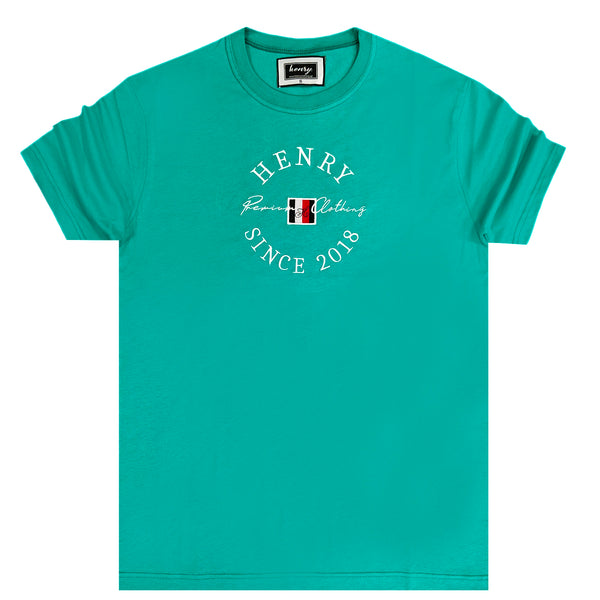 Ανδρική κοντομάνικη μπλούζα Henry clothing - 3-438 - white emblem πράσινο
