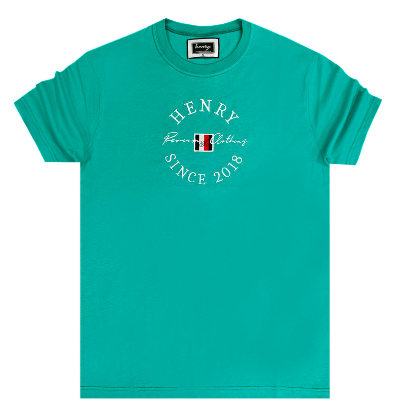 Henry clothing - 3-438 - green tee white emblem
