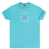 Henry clothing - 3-438 - teal tee white emblem