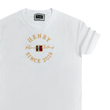 Henry clothing - 3-438 - white tee gold emblem