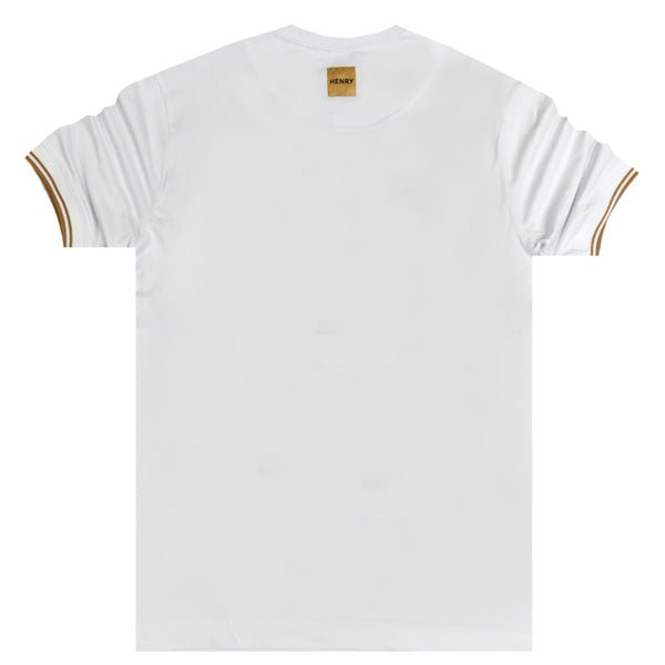 Ανδρική κοντομάνικη μπλούζα Henry clothing - 3-444 - elasticated tee λευκό