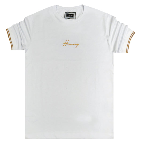 Ανδρική κοντομάνικη μπλούζα Henry clothing - 3-444 - elasticated tee λευκό