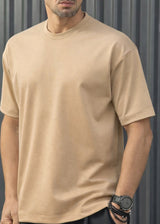 HENRY CLOTHING Ανδρική κοντομάνικη μπλούζα Scuba Tee μπεζ 3-446-beige 