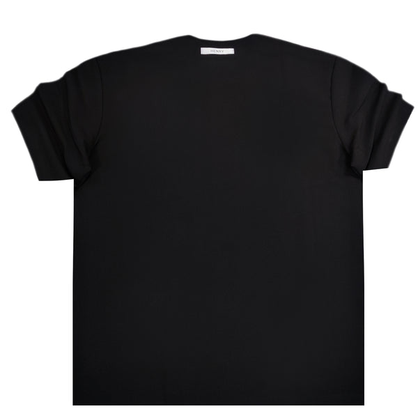 Henry clothing - 3-451 - half button tee - black