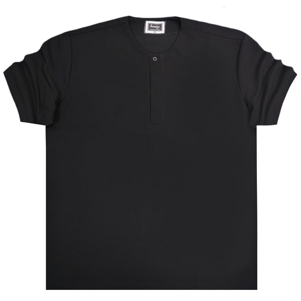 Henry clothing - 3-451 - half button tee - black