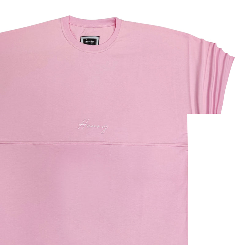 Ανδρική κοντομάνικη μπλούζα Henry clothing - 3-453 - extra oversized ροζ