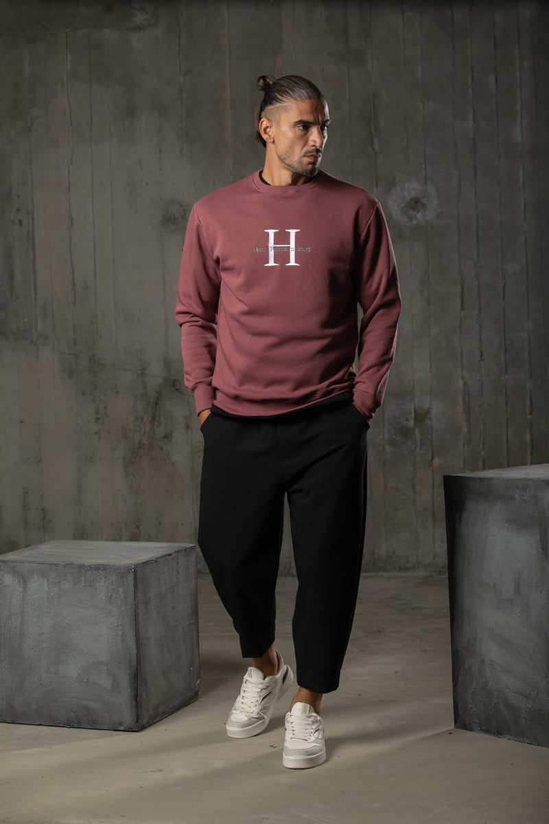 Henry clothing - 3-500 - premium logo sweatshirt - brick red