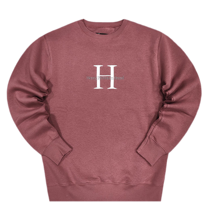 Henry clothing - 3-500 - premium logo sweatshirt - brick red