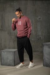 Henry clothing - 3-500 - premium logo sweatshirt - brick red