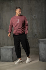 Henry clothing - 3-500 - premium logo sweatshirt - brick red