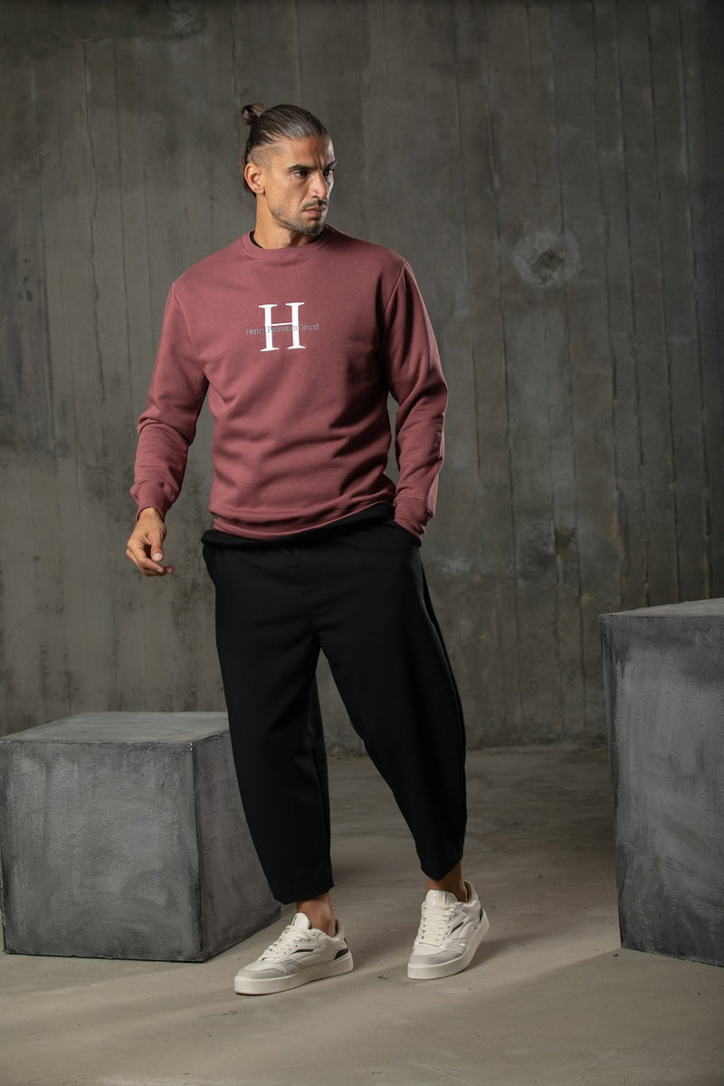 Henry clothing - 3-500 - premium logo sweatshirt - brick red