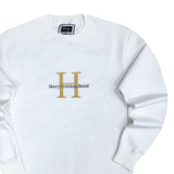 Ανδρικό μακρυμάνικο φούτερ Henry clothing - 3-500 - premium logo λευκό