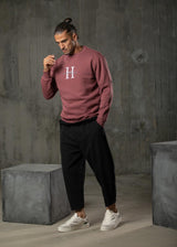 Ανδρικό φούτερ Henry clothing-3-500-premium logo sweatshirt -dysty pink