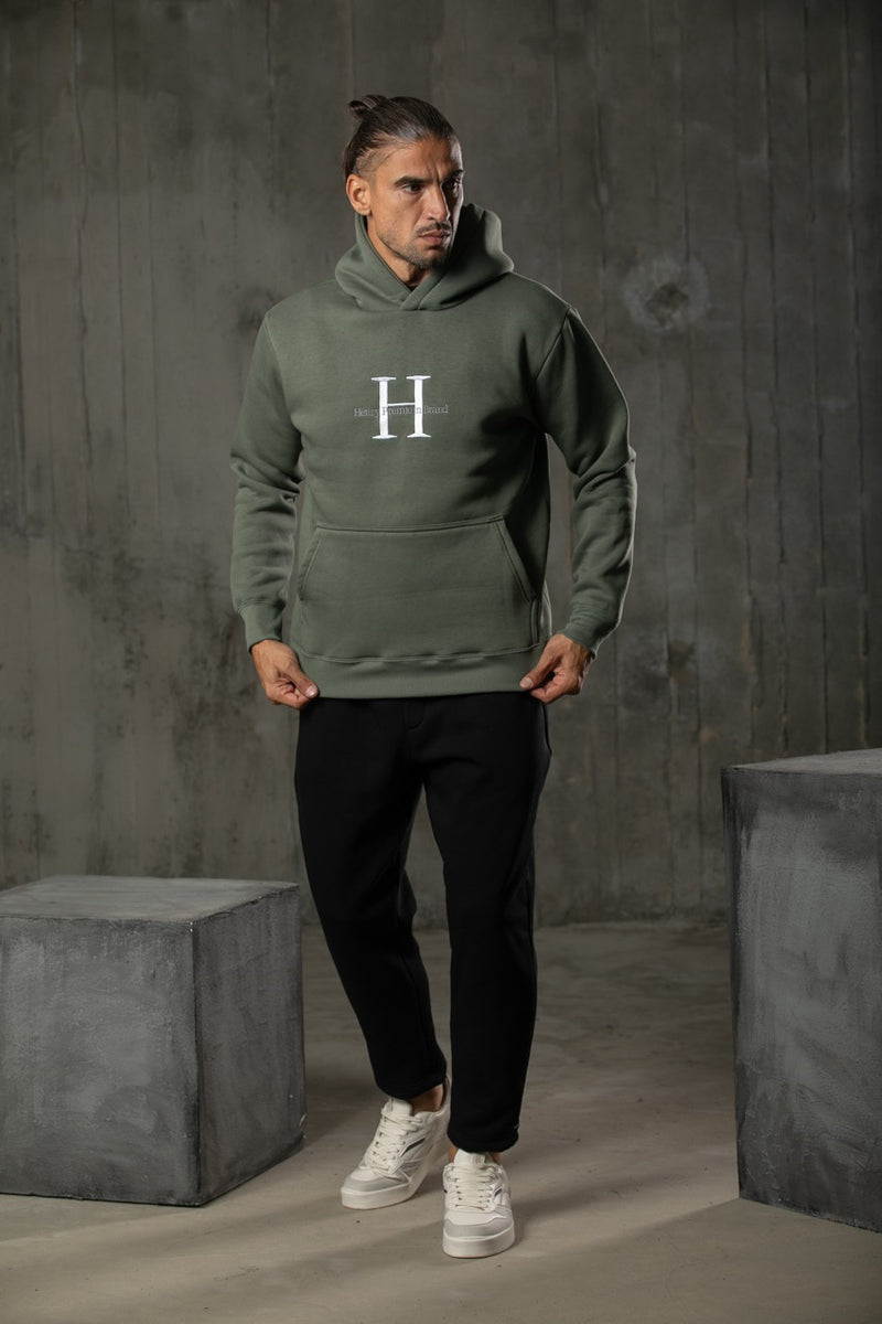 Henry clothing - 3-502 - large logo hoodie - green