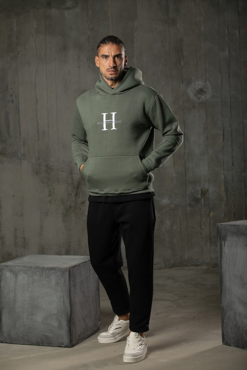 Henry clothing - 3-502 - large logo hoodie - green