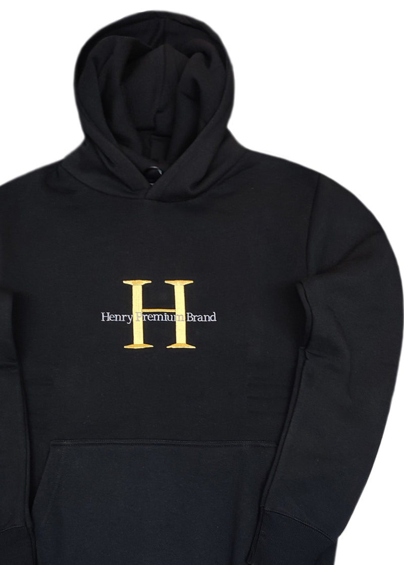 Ανδρικό φούτερ με κουκούλα Henry Clothing-3-502-Henry logo hoodie black