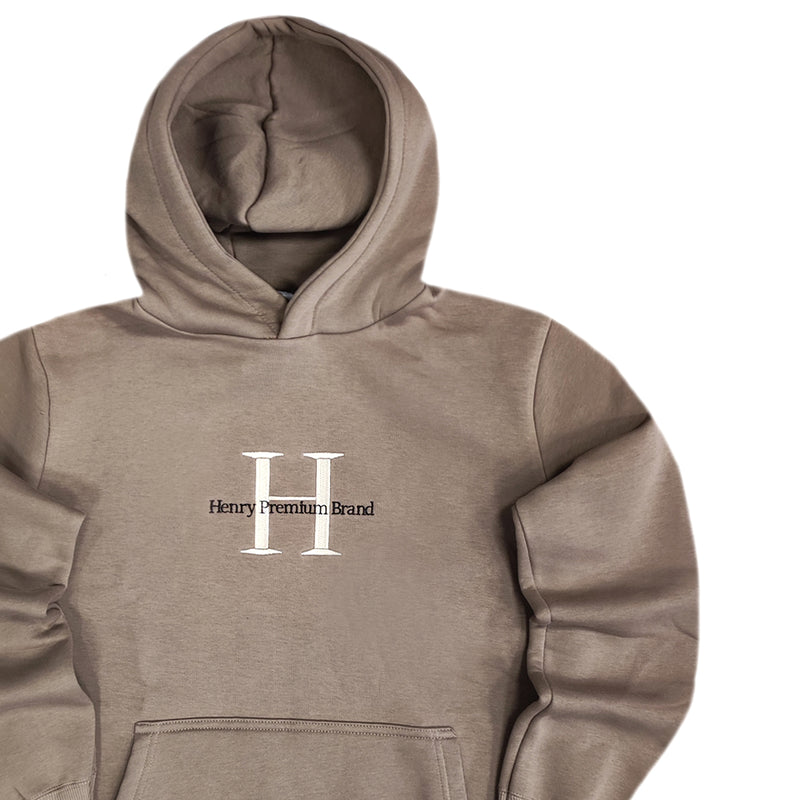 Henry clothing - 3-502 - large logo hoodie - brown