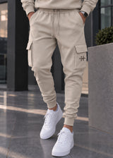 Ανδρική φόρμα Henry clothing-3-505-logo sweatpants ανοιχτό μπεζ