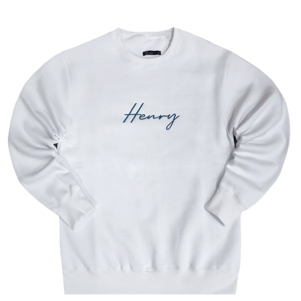 Henry clothing - 3-511 - calligraphy logo hoodie - white