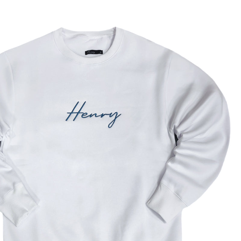 Henry clothing - 3-511 - calligraphy logo hoodie - white