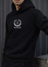 Ανδρικό μακρυμάνικο φούτερ με κουκούλα Henry clothing - 3-512 - emblem logo μαύρο