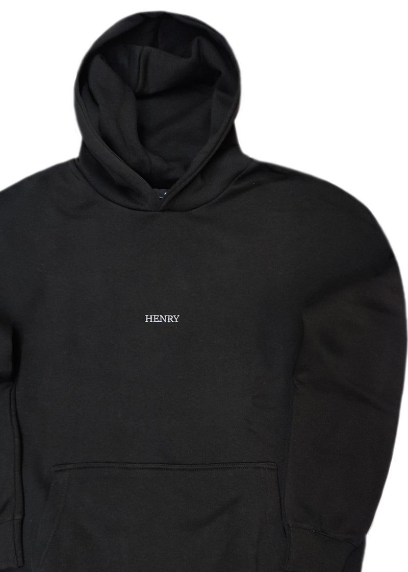 Ανδρικό φούτερ με κουκούλα Henry Clothing-3-514-Henry logo hoodie black