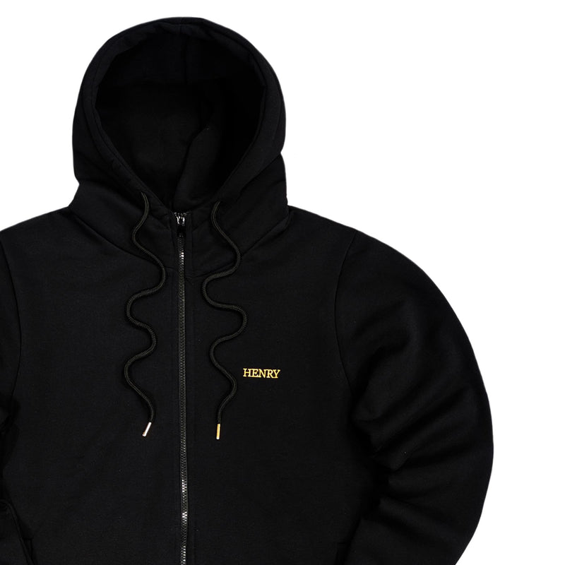 Henry clothing - 3-518 - gold logo jacket - black