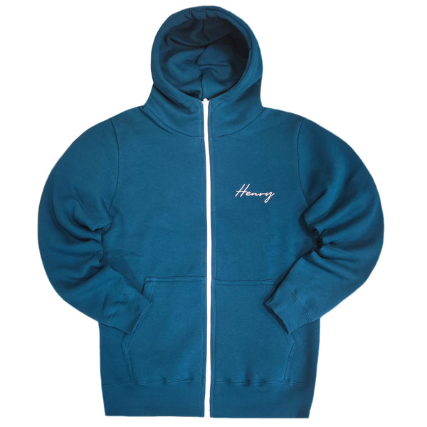 Henry clothing - 3-519 - calligraphy logo jacket - petrol