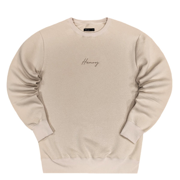 Henry clothing - 3-525 - calligraphy logo sweatshirt - beige