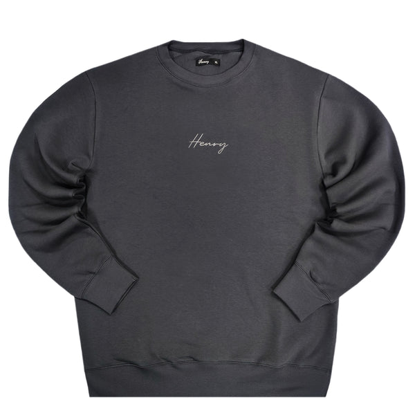 Henry clothing - 3-525 - calligraphy logo hoodie - grey