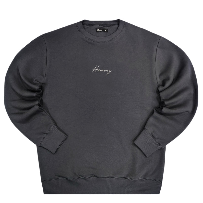 Henry clothing - 3-525 - calligraphy logo sweatshirt - grey