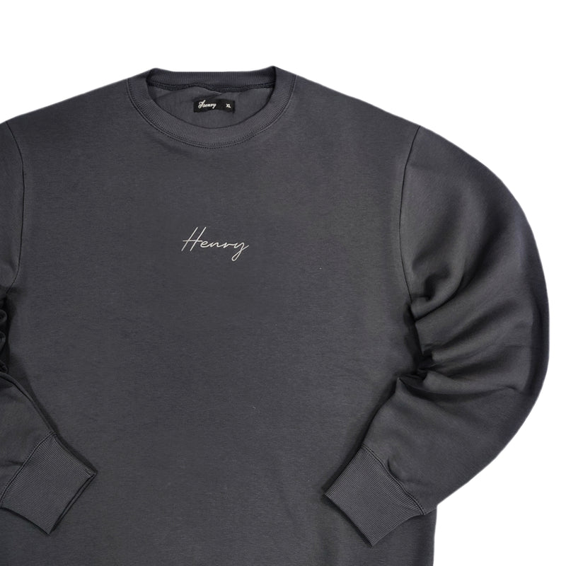 Henry clothing - 3-525 - calligraphy logo sweatshirt - grey