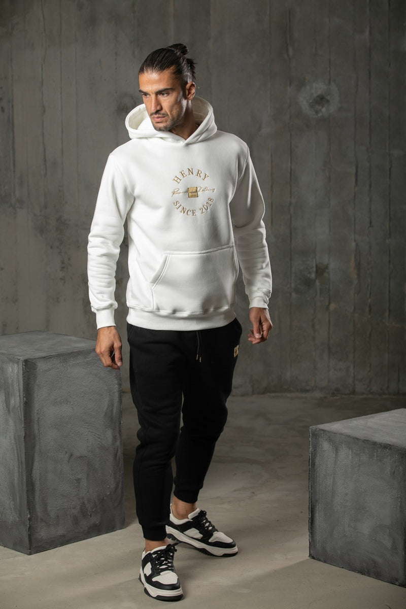 Henry clothing - 3-526 - round logo hoodie - white