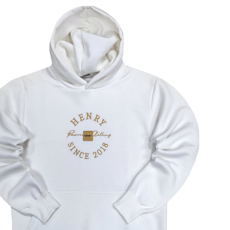 Henry clothing - 3-526 - round logo hoodie - white