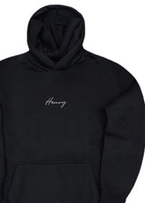Ανδρικό μακρυμάνικο φούτερ με κουκούλα Henry clothing-3-527-calligraphy logo μαύρο