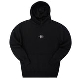 Henry clothing - 3-530 - white logo hoodie - black