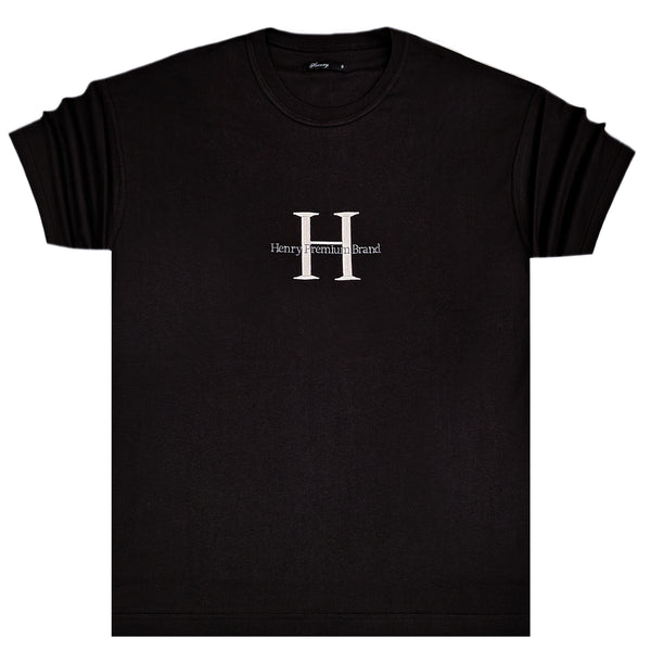 Ανδρική κοντομάνικη μπλούζα Henry clothing - 3-612 - h logo oversize μαύρο