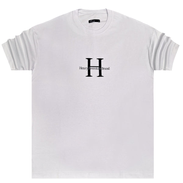 Ανδρική κοντομάνικη μπλούζα Henry clothing - 3-612 - h logo λευκό